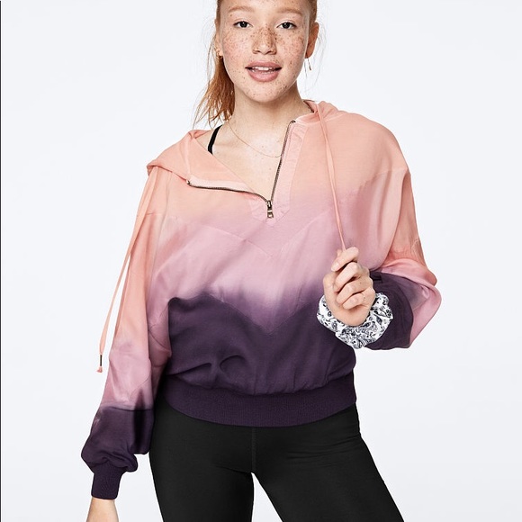 PINK Victoria's Secret Tops - NEW💕VS PINK OMBRÉ SLOUCHY SPORT PULLOVER HOODIE